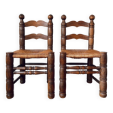 Paire de chaises rustiques esprit Charles Dudouyt