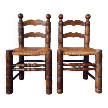 Paire de chaises rustiques esprit Charles Dudouyt