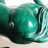Cheval en faïence verte