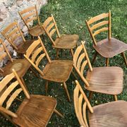 Series of 6 Scandinavian chairs or vintage wooden bistro