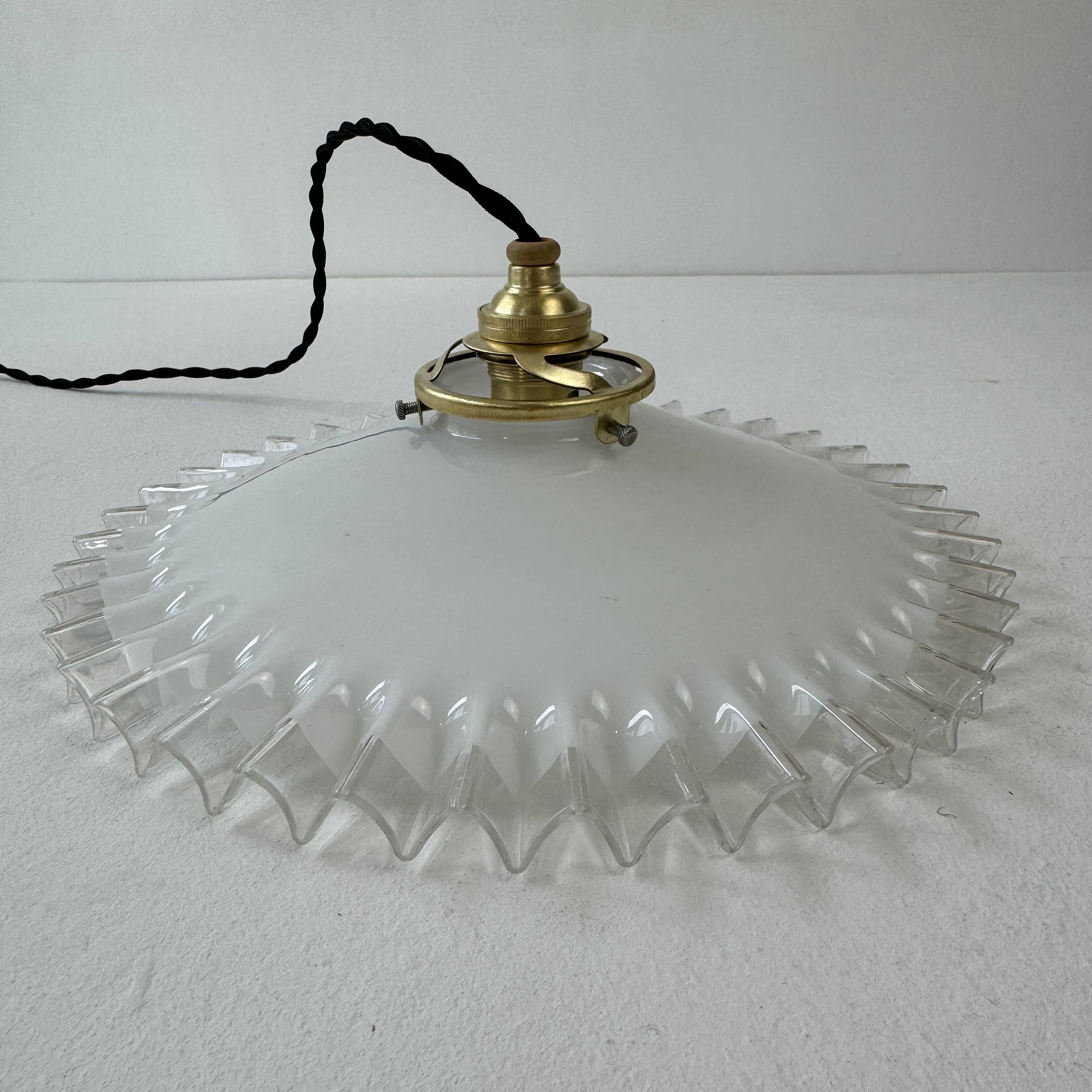 Vintage opaline lace pendant light, 25.5 cm