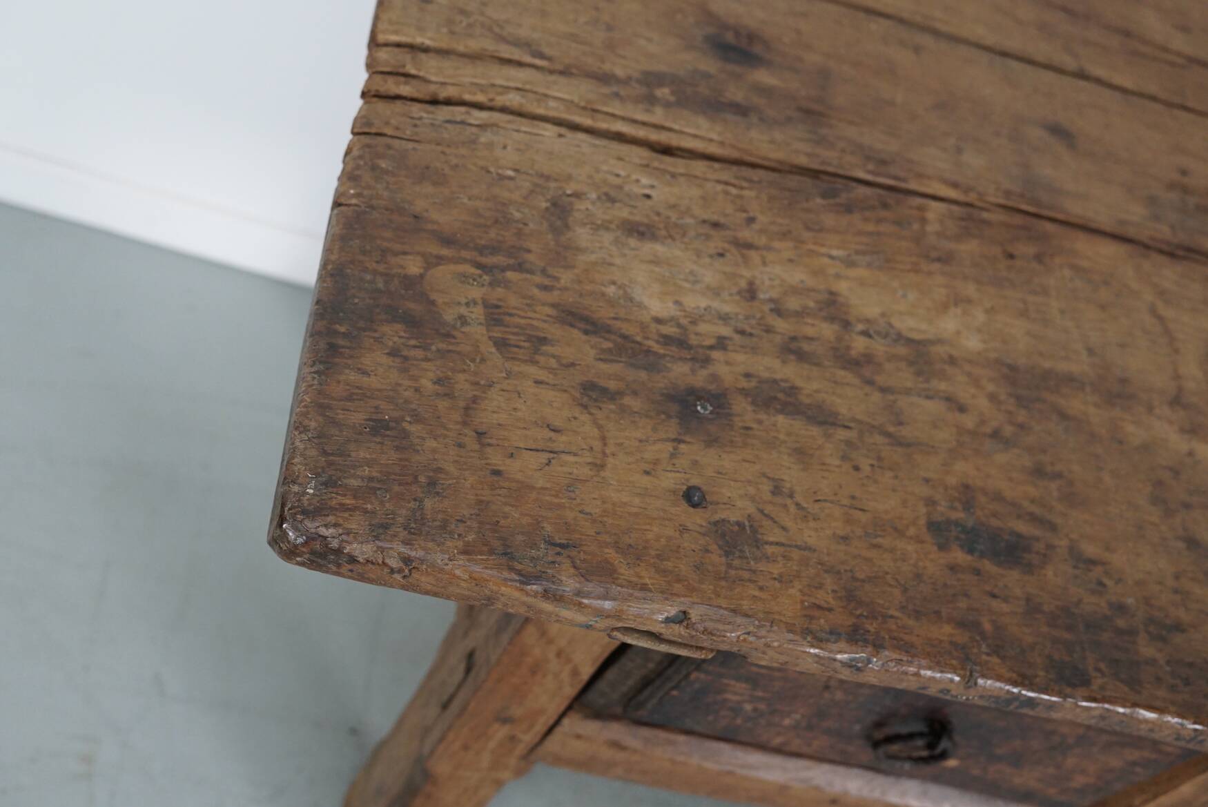 Antique Spanish Rustic Farmhouse Chestnut Side Table / Console, 18th Century