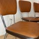 Set of 3 vintage 60s chairs in brown leatherette and chrome metal