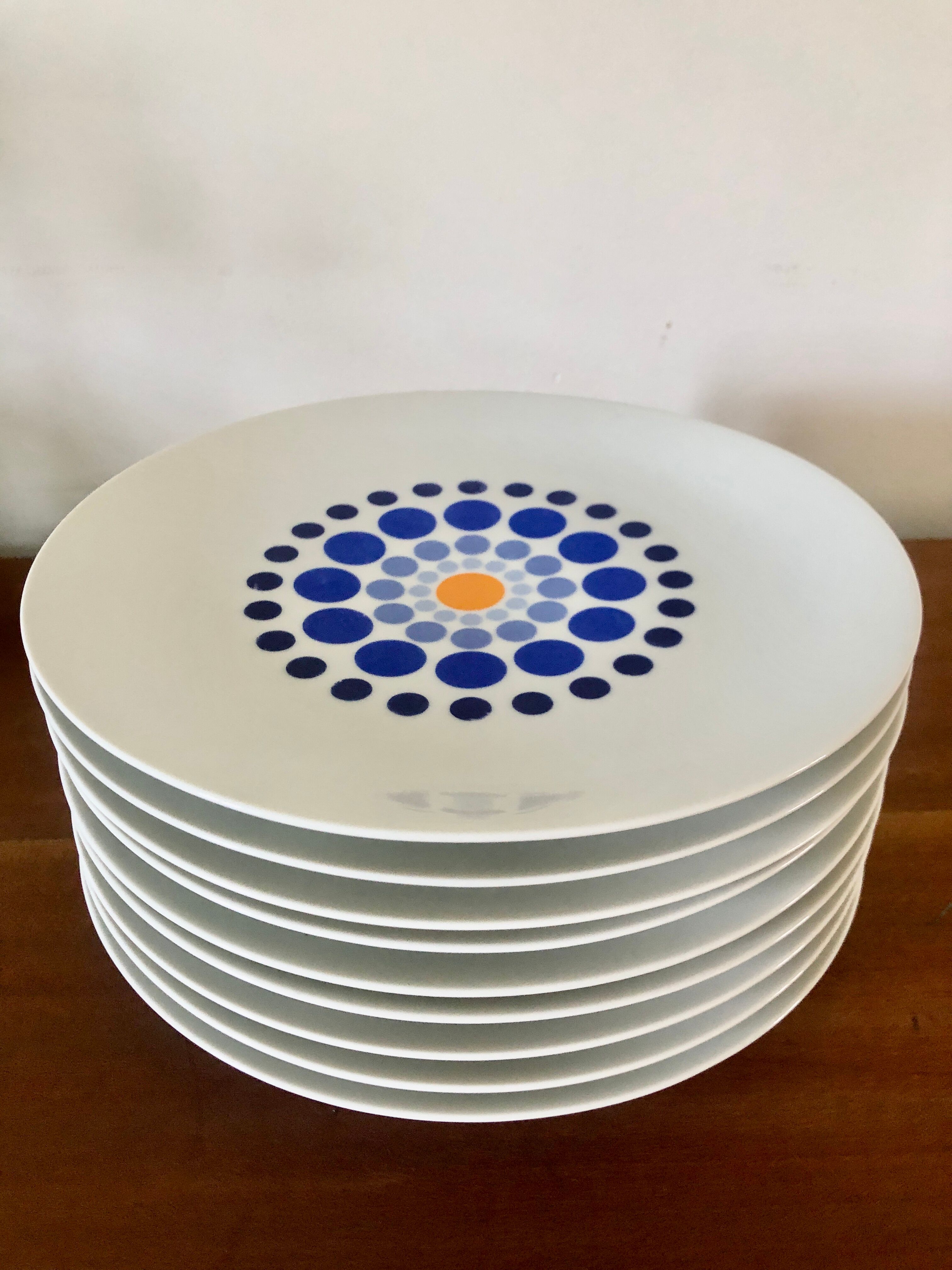 Set of 9 blue German plates bareuther waldsassen