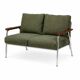 Olive green & chrome mid-century 2-seater sofa