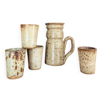 Vintage orangeade set in pyrite stoneware, handcrafted