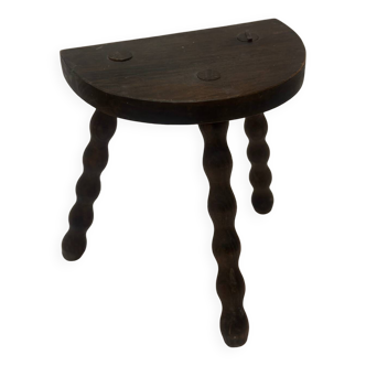 Tabouret tripode vintage - bois boules