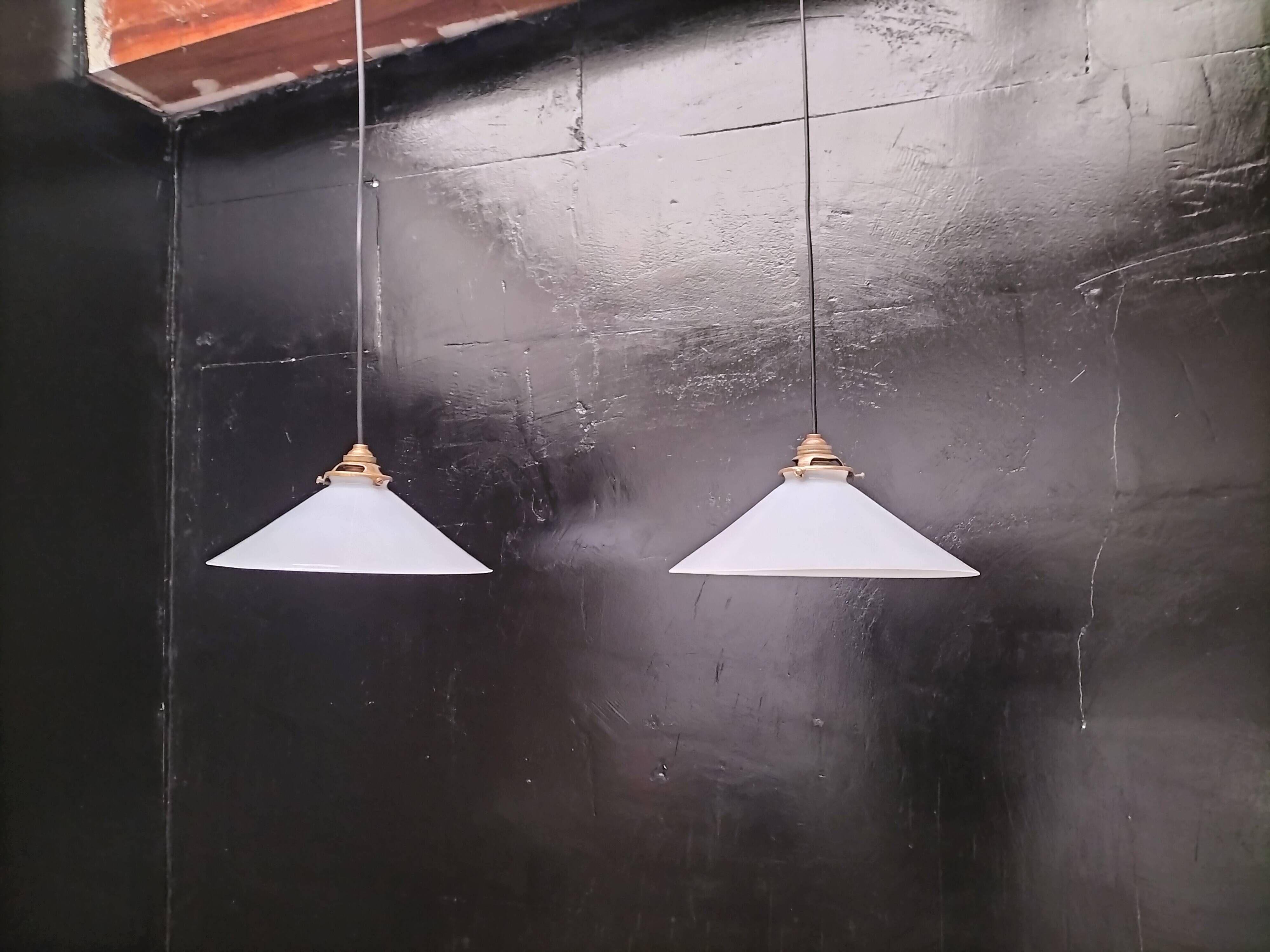Opaline cone pendants