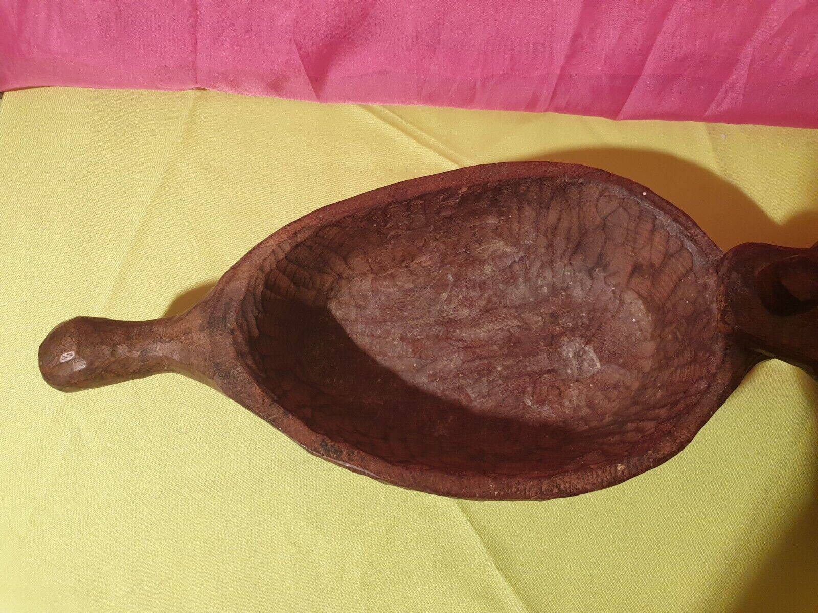 Rare folk art large old salt box carved wood