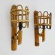 Pair of bamboo rattan lantern wall lights. 50s 60s