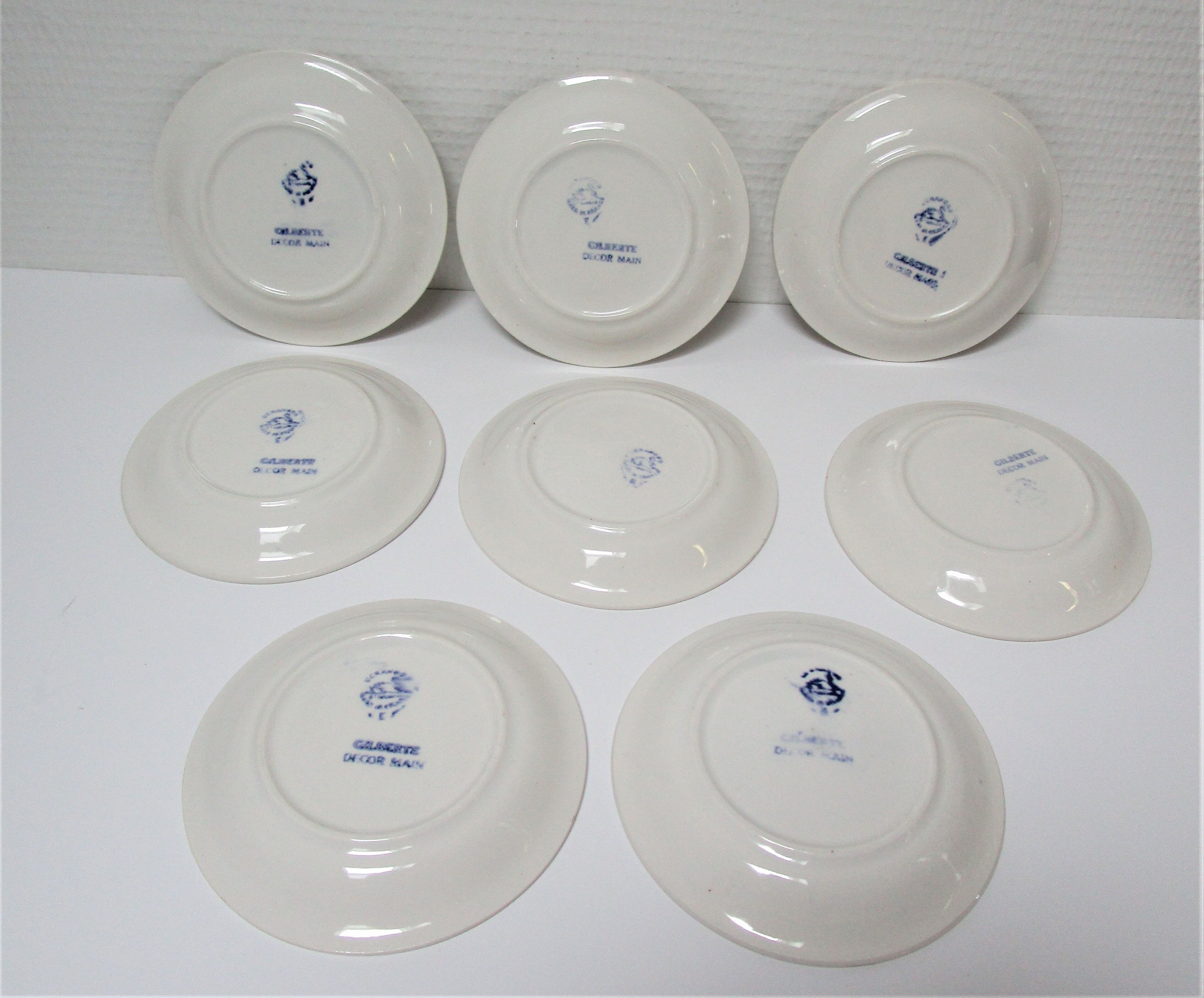 tea or coffee set model Gilberte earthenware Saint Amand floral decoration