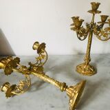 Pair of golden brass candlesticks