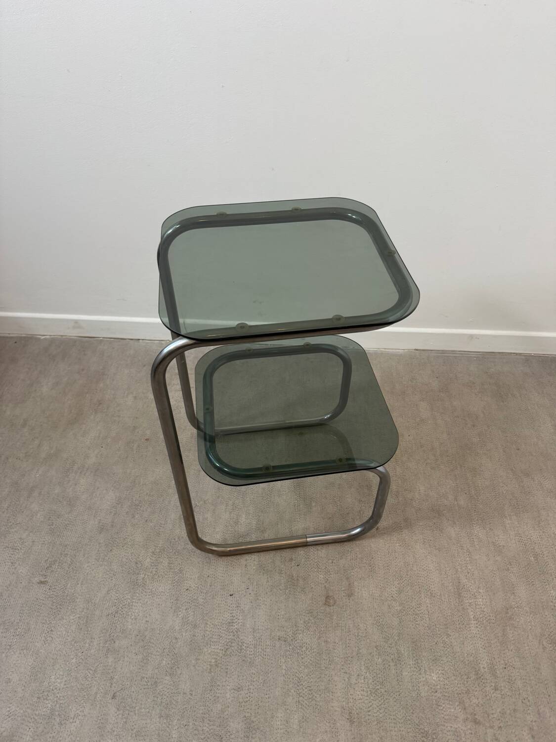 Smoked glass side table - bedside table.