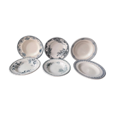 Set of 6 old Hollow Plates Earth of Iron mismatched