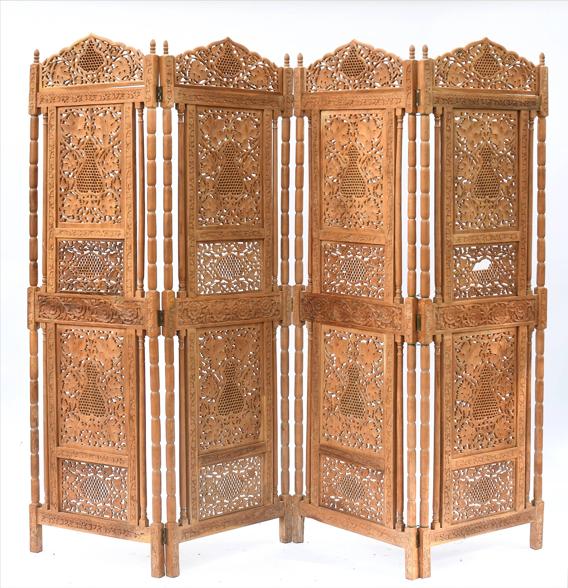 Indian four-leaf wooden screen