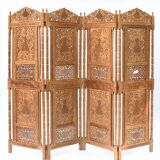 Indian four-leaf wooden screen