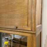 Dark wood display case 4 compartments and 1 drawer