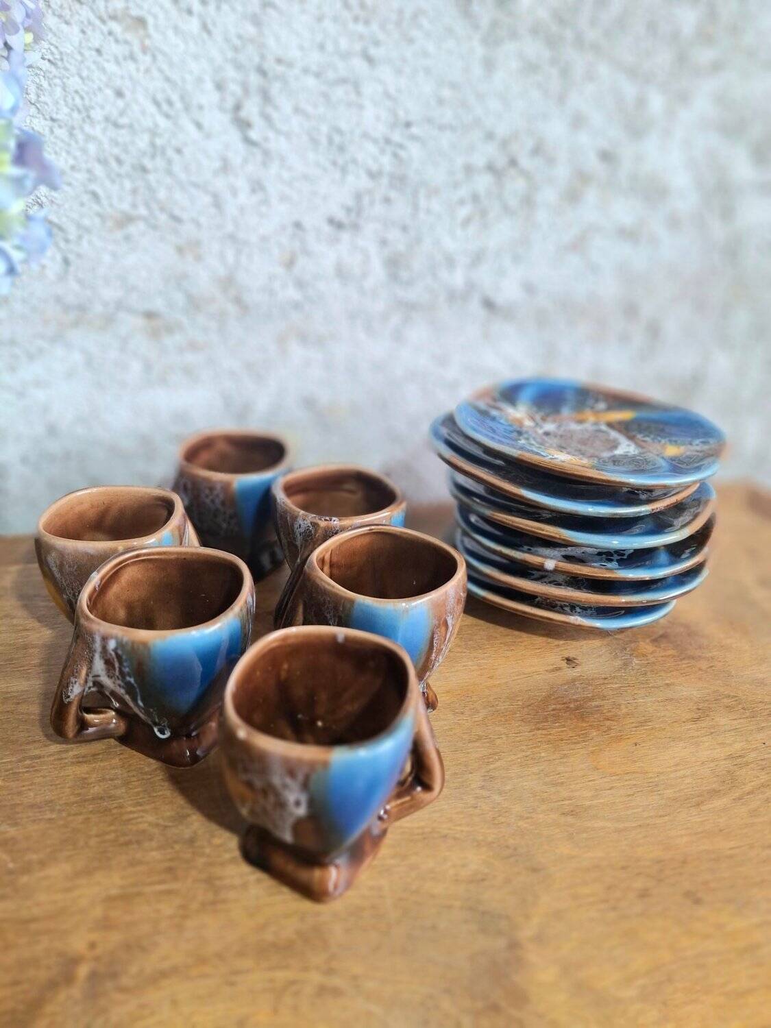 Art Deco coffee service Vallauris cobalt blue flambe glaze – 15 pieces