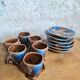 Art Deco coffee service Vallauris cobalt blue flambe glaze – 15 pieces