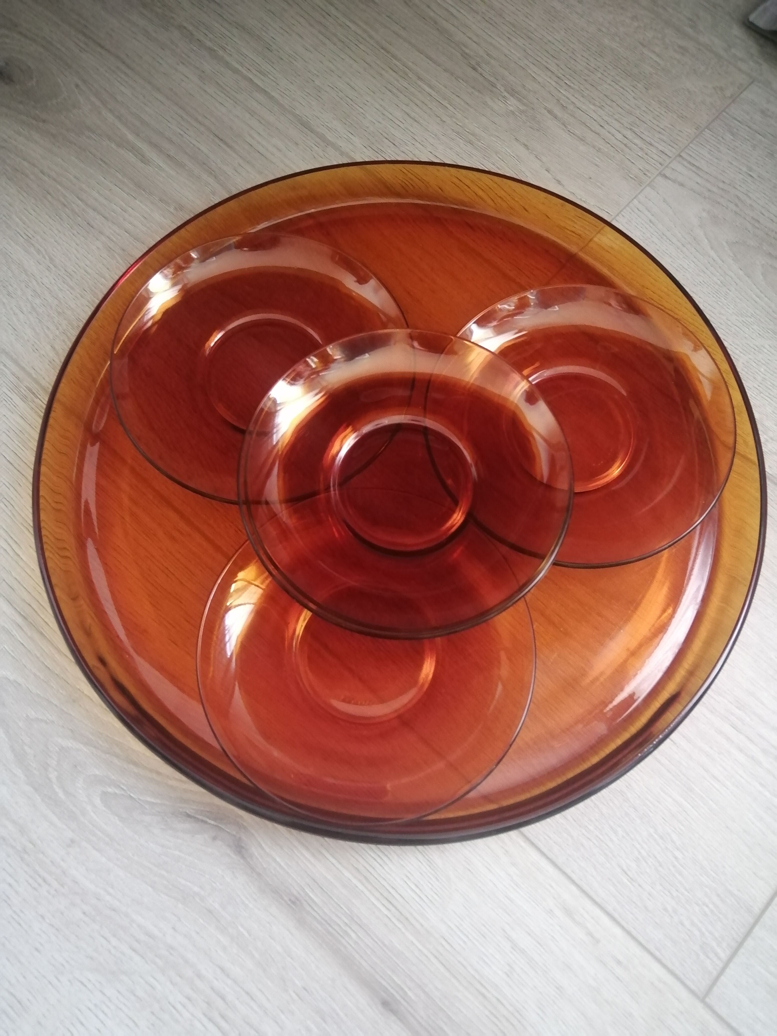 Duralex vintage amber coffee service
