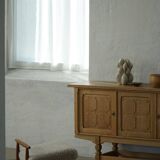 Eivind A. Johansen, oak footrest with light lambswool padding for FDB Møbler