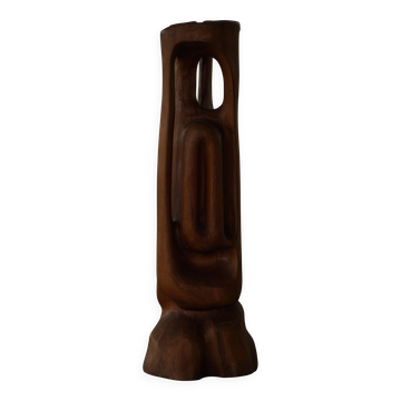 Large wooden sculpture "Woman" by Ole Wettergren, Danish modern, 1970s.