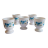 Set of 5 arcopal opaline egg cups myosotis veronica 70s vintage
