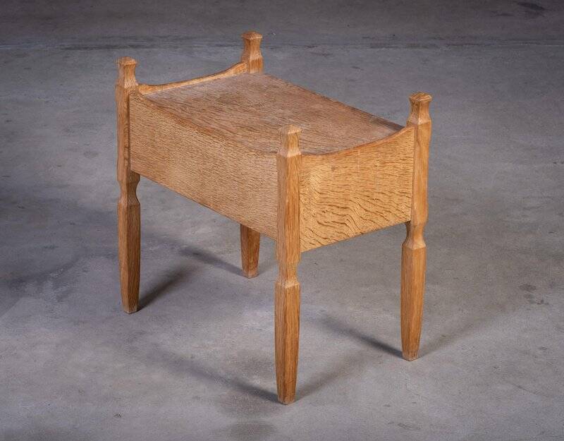 Brutalist Oak Bedside Tables attributed to Henning Kjærnulf, 1970s, Set of 2