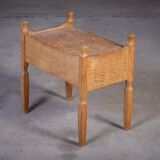 Brutalist Oak Bedside Tables attributed to Henning Kjærnulf, 1970s, Set of 2