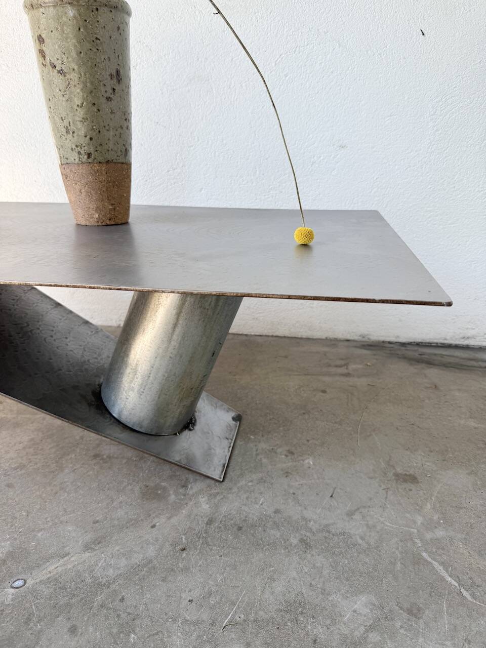 Handcrafted metal coffee table from the 1970s
