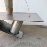 Handcrafted metal coffee table from the 1970s