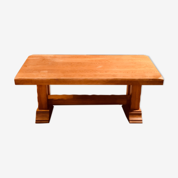 Sculptural oak coffee table with thick bevelled tray