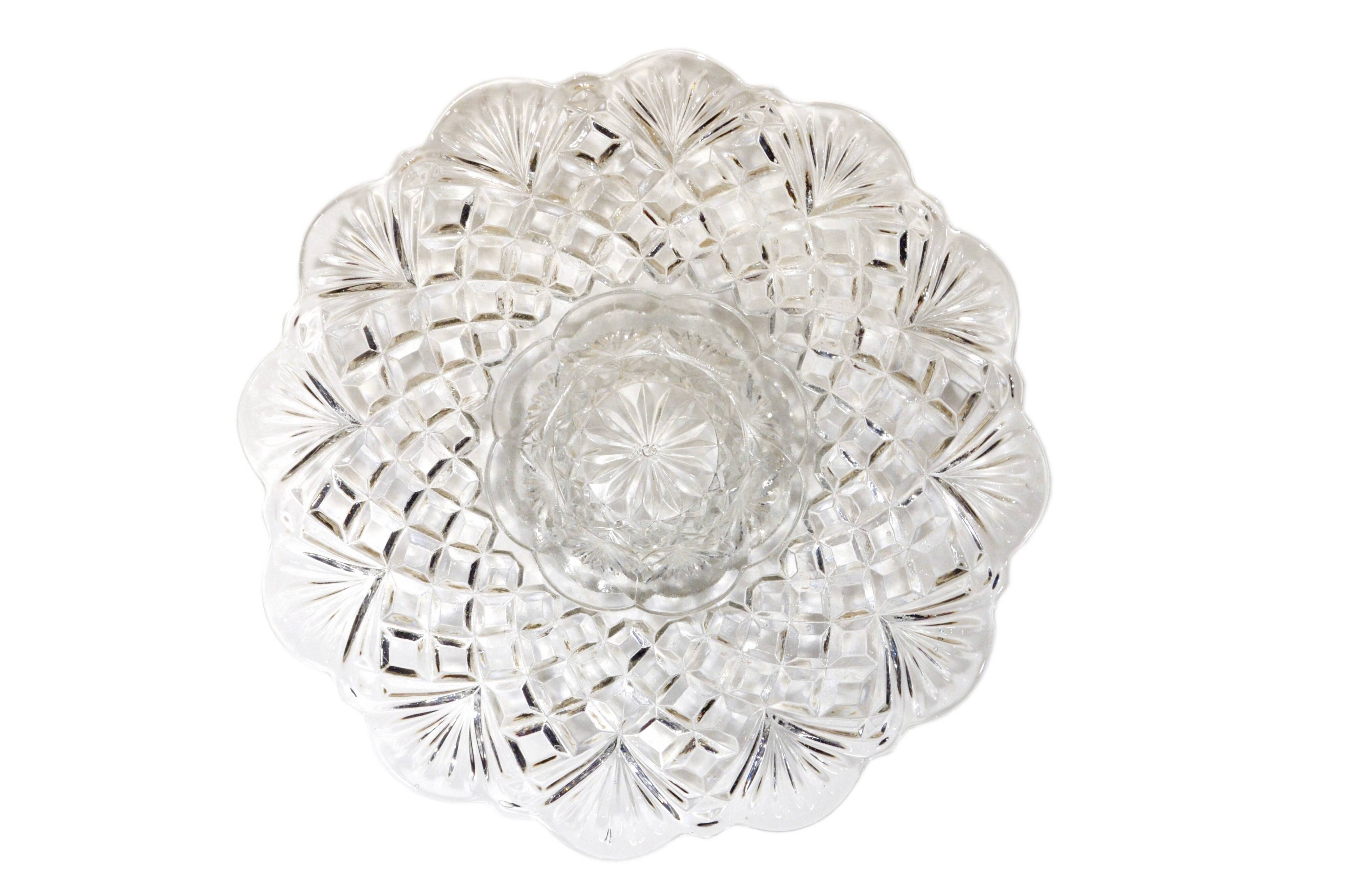 Pressed glass plate in the Pineapple style by Smith Glass, 30cm