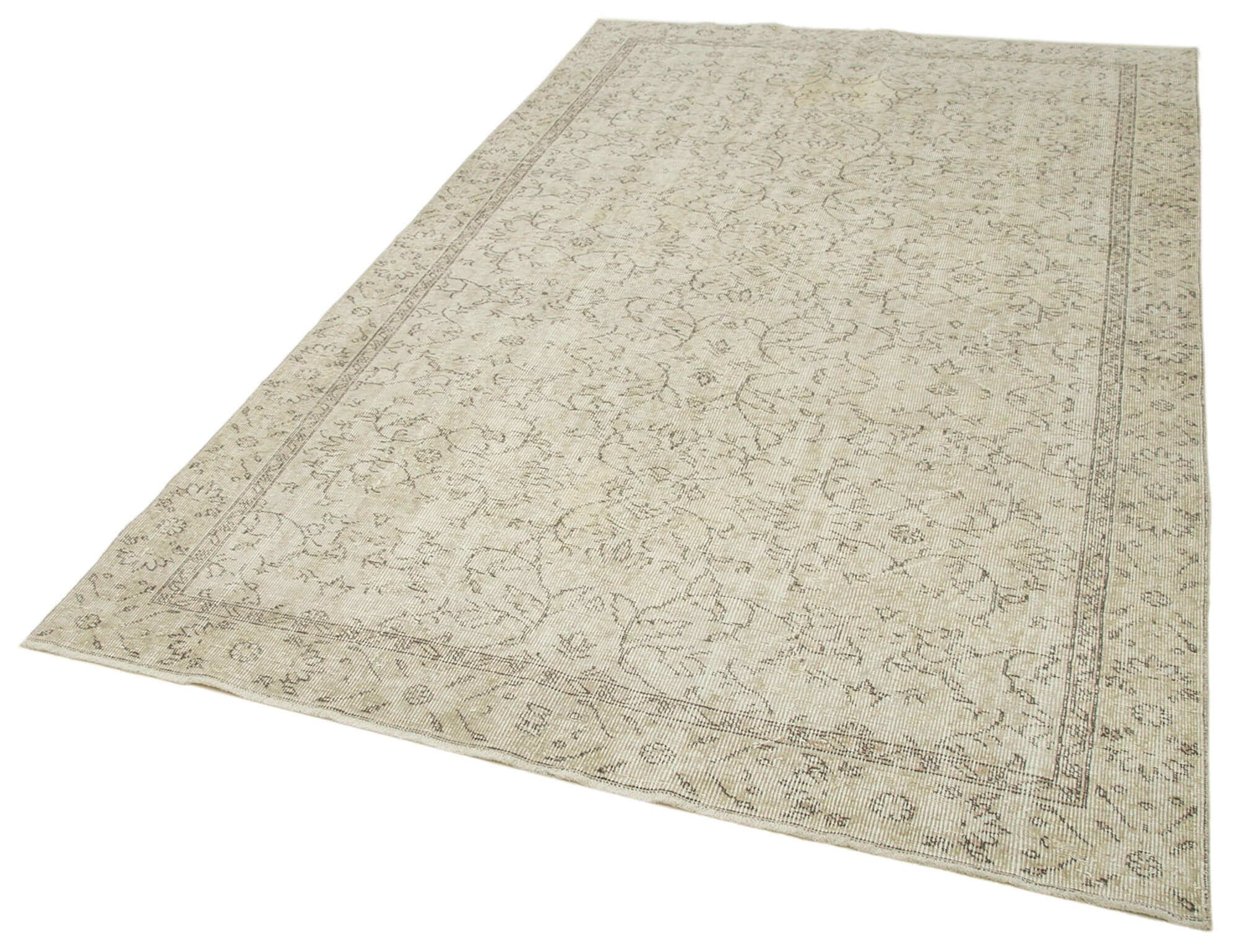 Handwoven distressed anatolian beige rug 168 cm x 281 cm