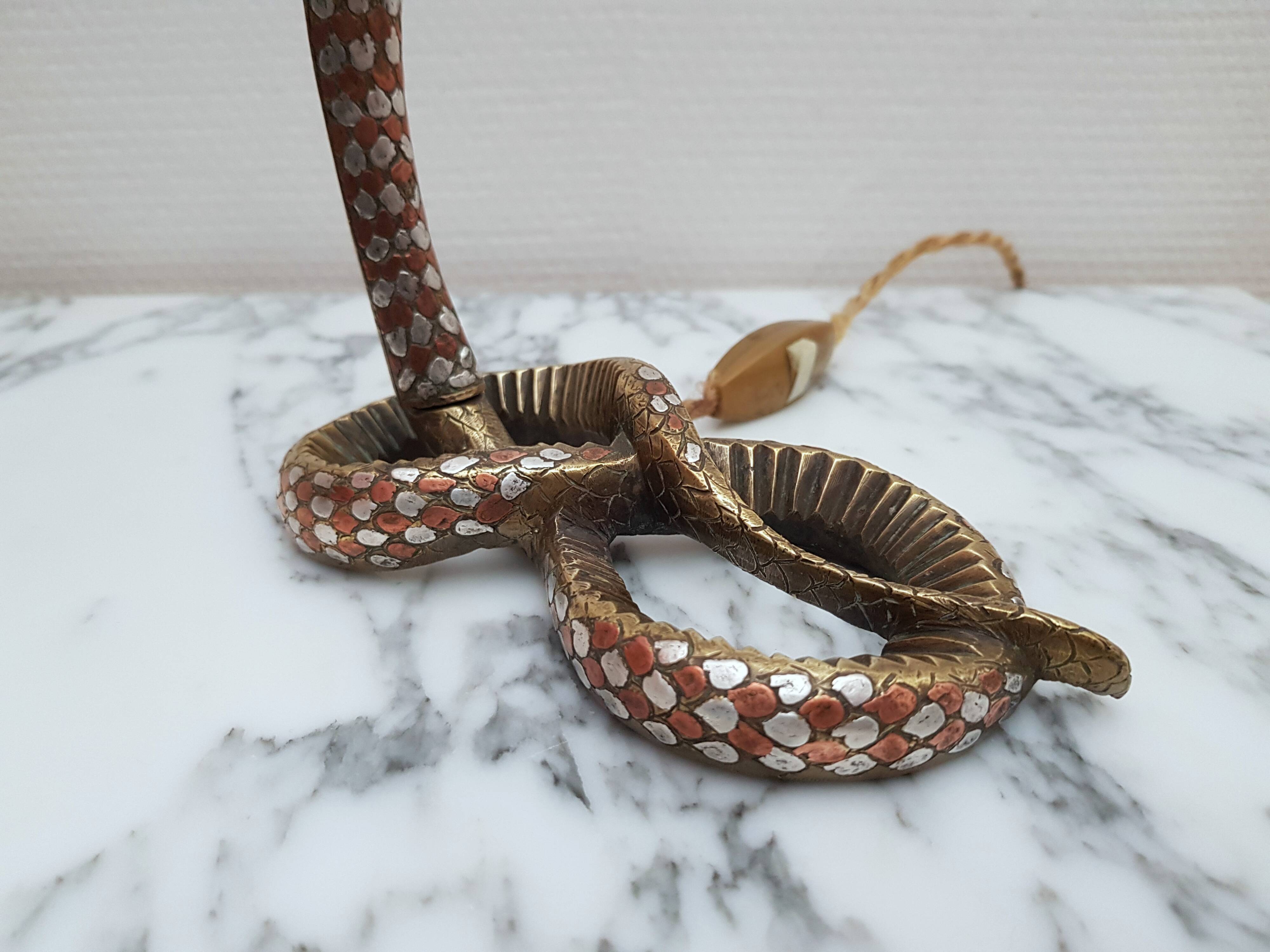 Bronze and silver snake lamp