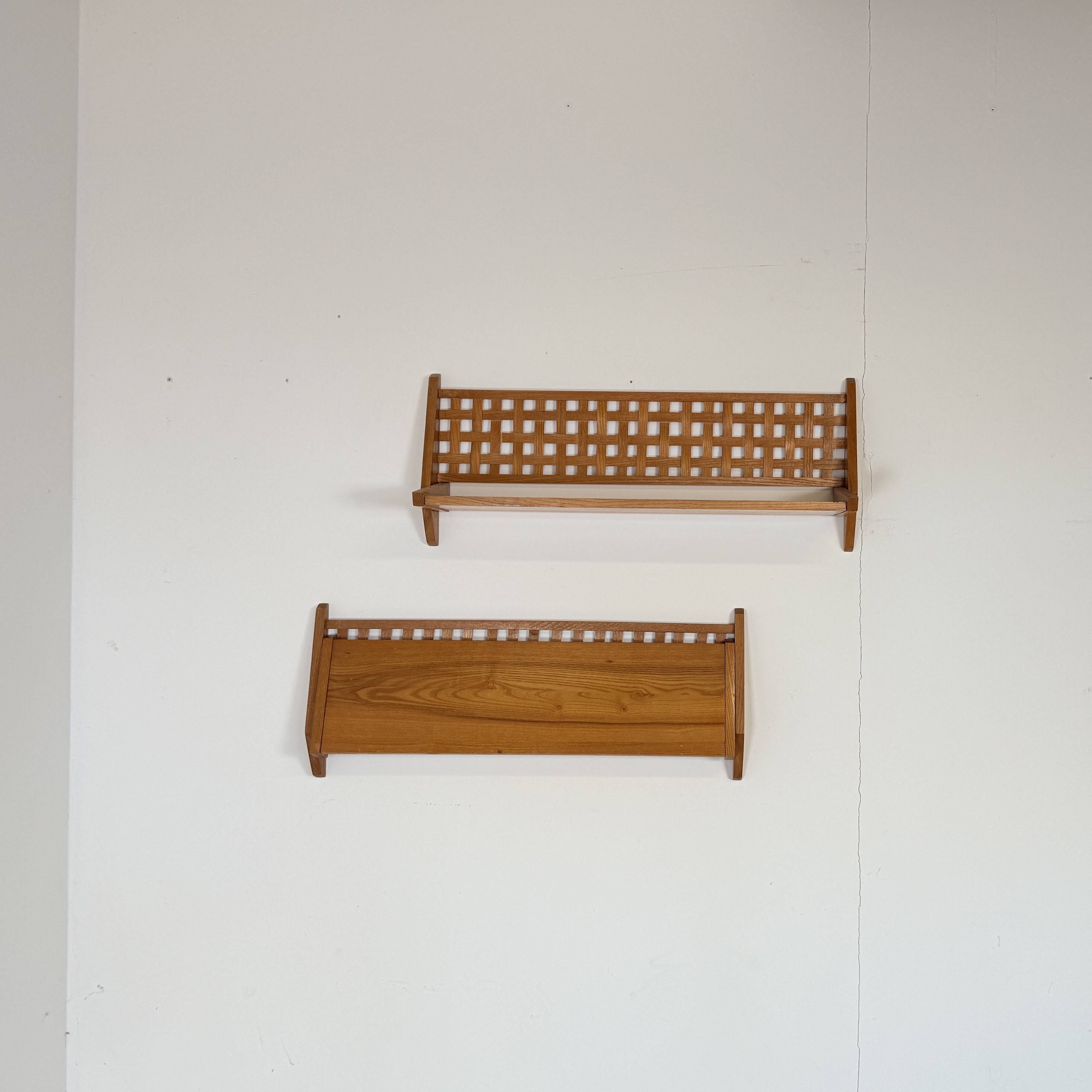 Set of 2 Mid-Century Wall Shelves with Woven Back Panel – ÚLUV