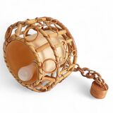 1960s Hand-Crafted Mid-Century Bamboo and Rattan Pendant Lamp, France