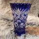 Bohemian vase in cut blue crystal