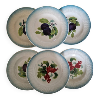 6 Saint Amand dessert plates with fruit decoration