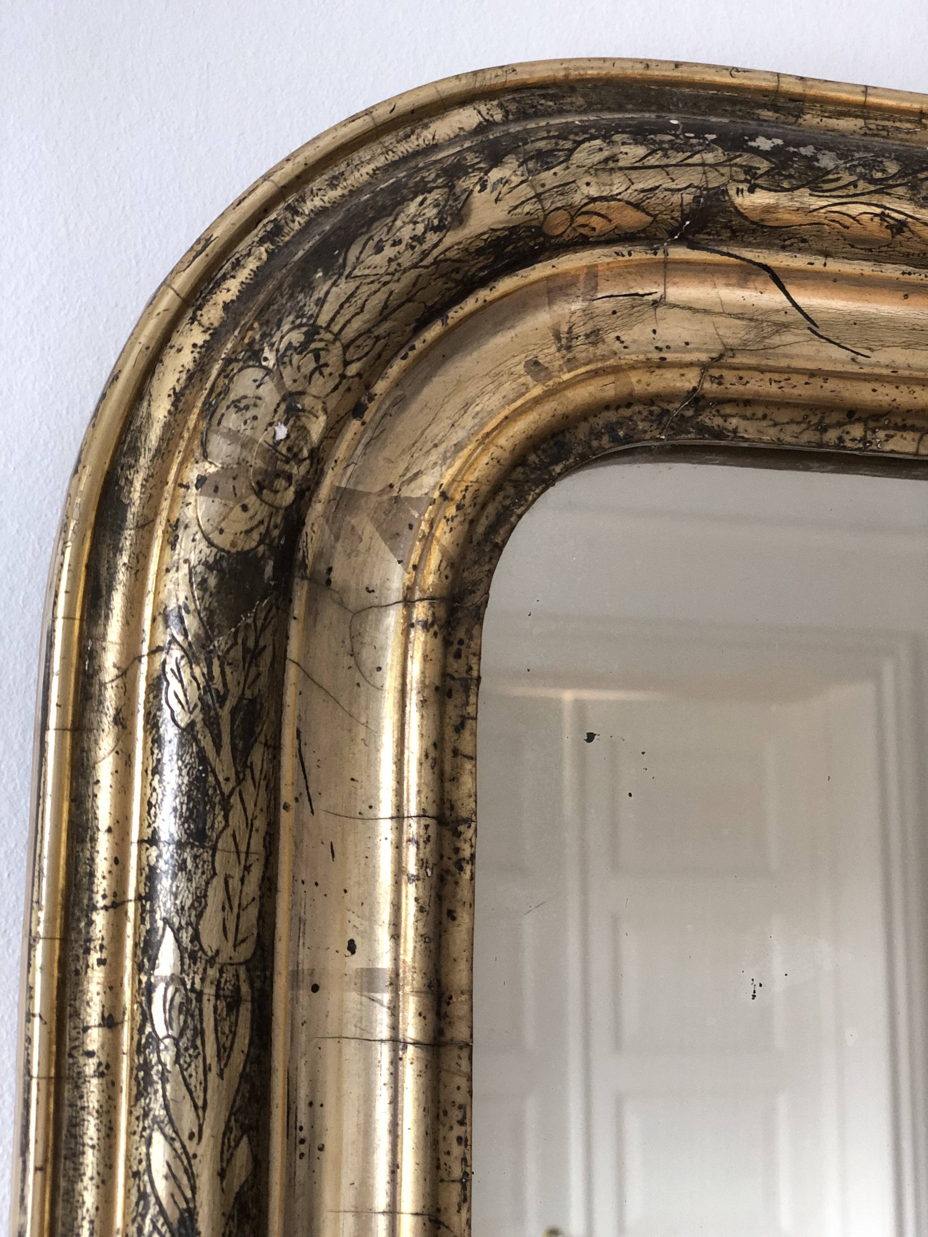 High Quality Antique Louis Philippe Giltwood Mirror France Late 19th Centur