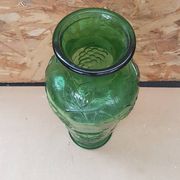 Old green molded glass vase vintage grape cluster decor
