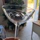 Chiseled crystal champagne glasses