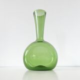Italian green blown glass vase Empoli 1950