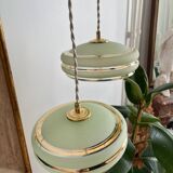Suspension in green granite glass with gold edging - 4 copies in stock