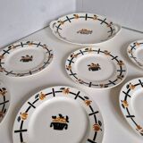 Plat et 6 assiettes à dessert art deco Badonviller