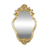 French Gold Leaf Gilded Crested Mirror Baroque Style Facet 84cm