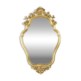 French Gold Leaf Gilded Crested Mirror Baroque Style Facet 84cm