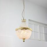 French Empire Crystal and Brass Chandelier, 1940s