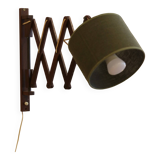 Scandinavian wall lamp in teak, 1960s, with accordion arm.