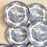 Blue English flat plates cottage